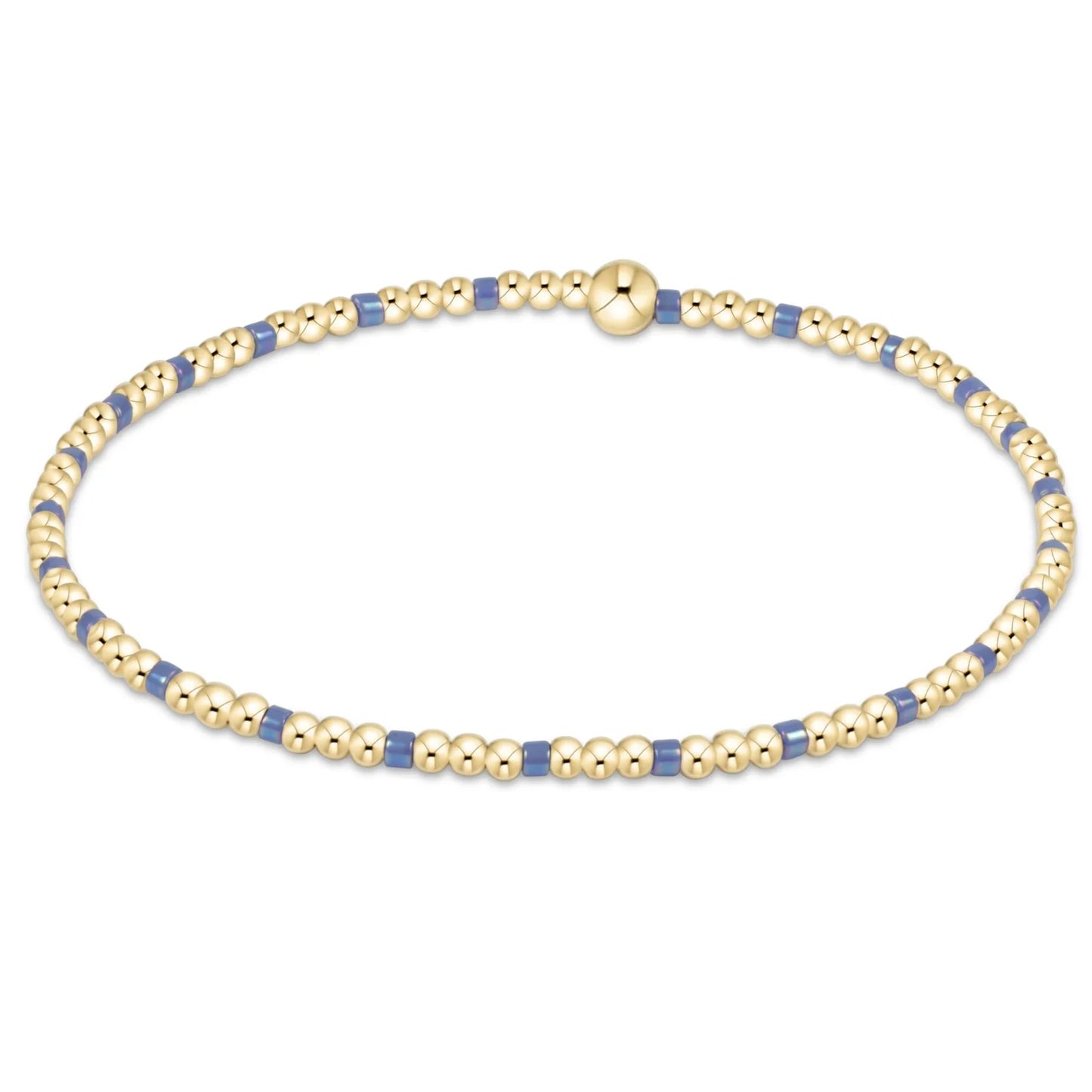 egirl Hope Sincerity Pattern 2mm Bead Bracelet - Blue Metallic