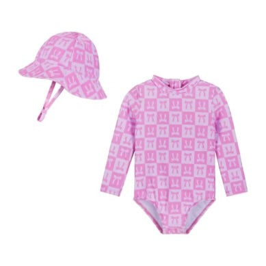 Pink Check and Bow Rashgaurd