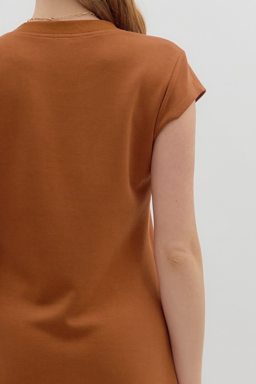 Cap Sleeve Midi Dress In Chestnut
