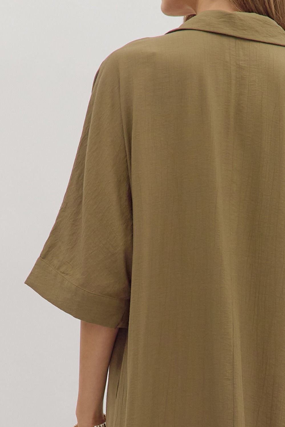 Olive V Neck Midi Dress