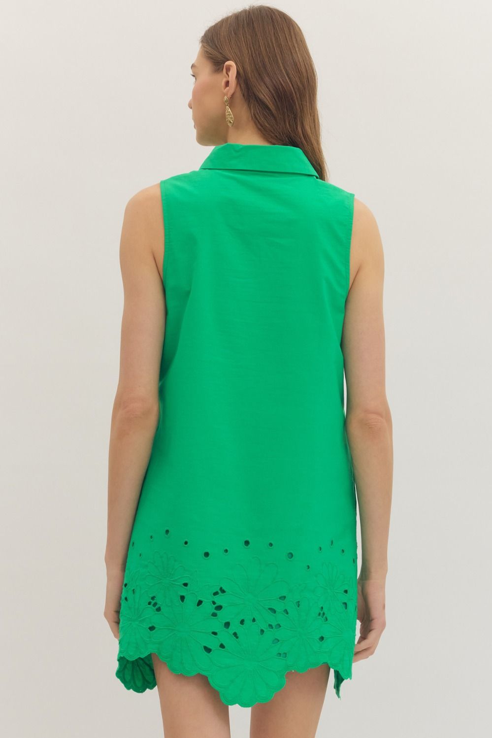 Green Eyelet Detail Dress
