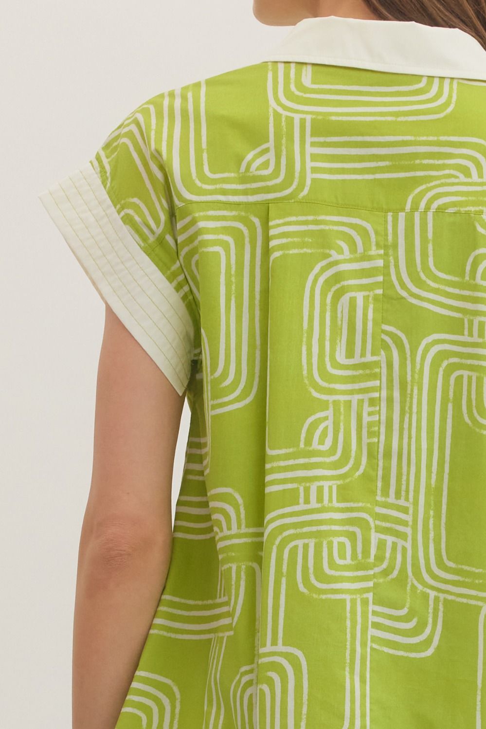 Geometric Cap Sleeve Mini Dress