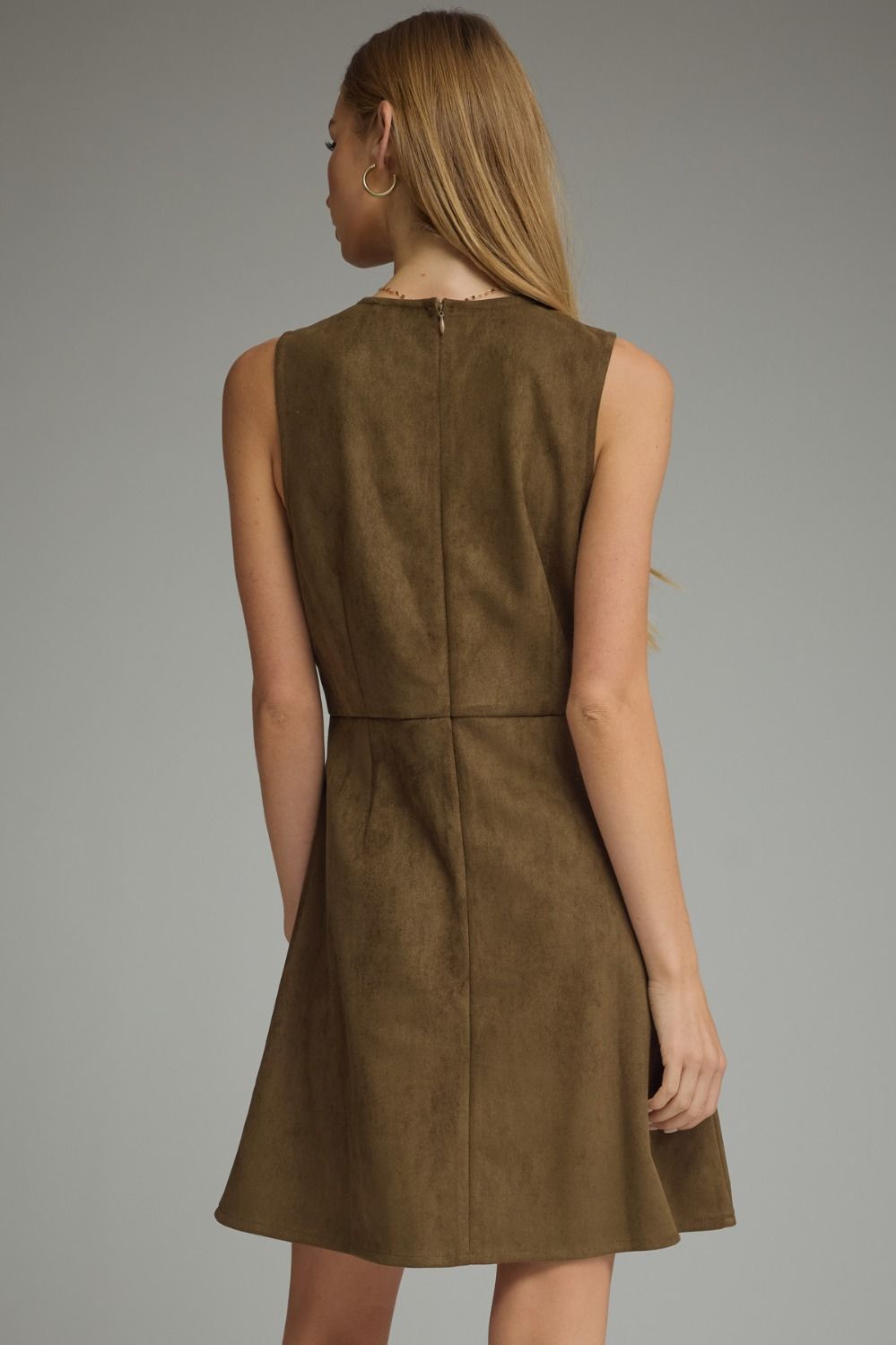 Front Pocket Suede Mini Dress