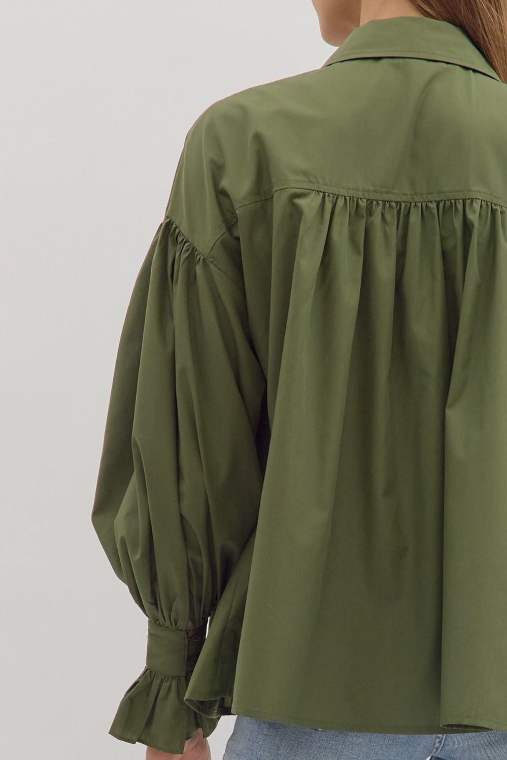 Olive Button Down Top