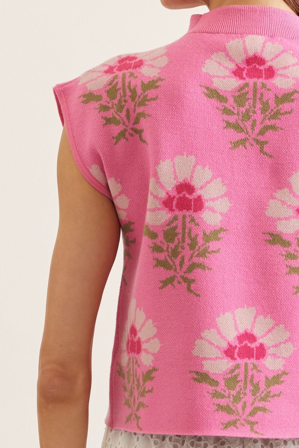 Pink Floral Mock Neck Top