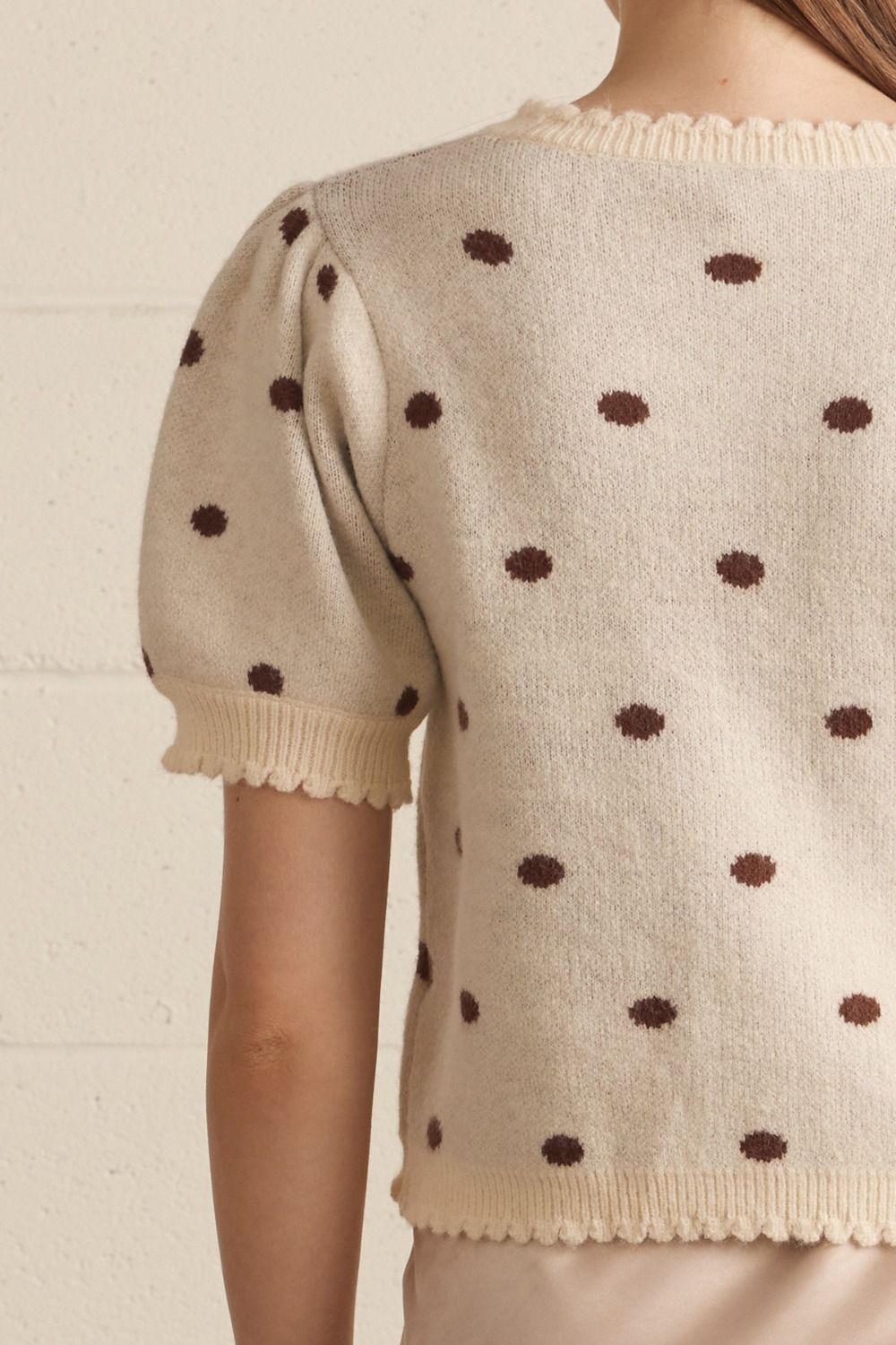 Ivory Polka Dot Knit Top