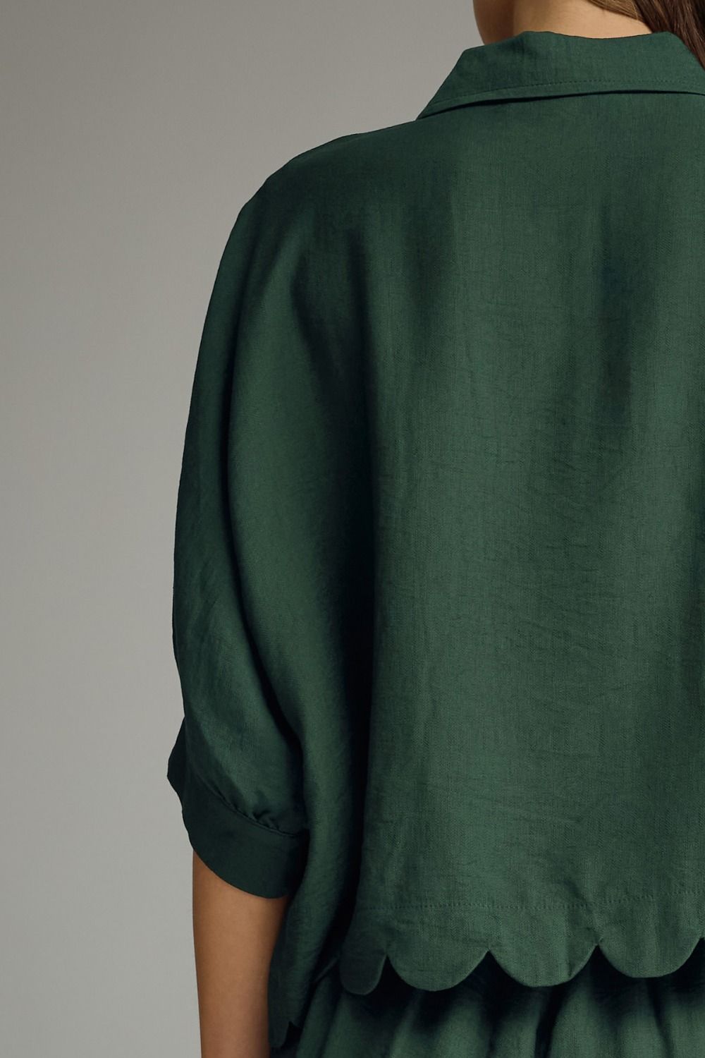 Hunter Green Scallop Top