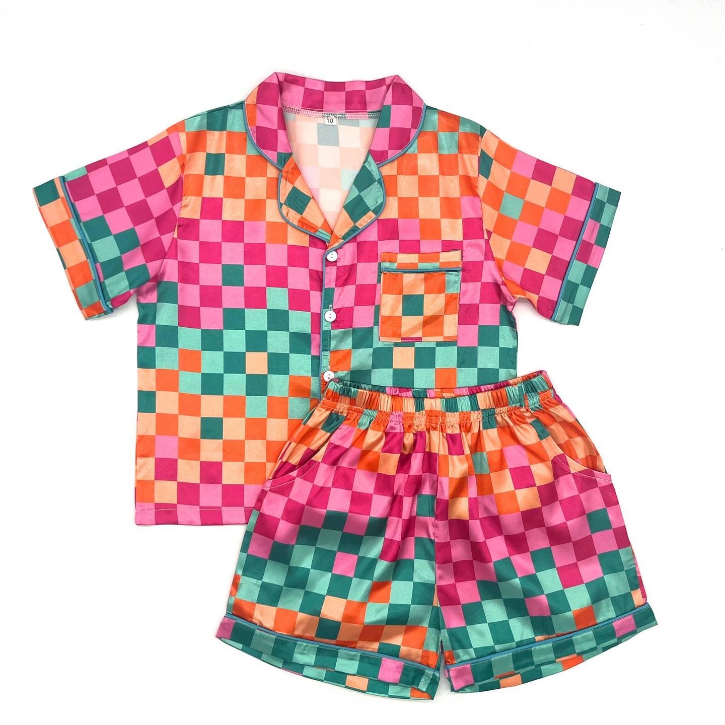Autumn Check Silky Pajama Set
