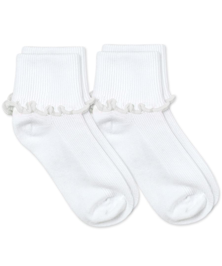White Ripple Edge Socks 2pk