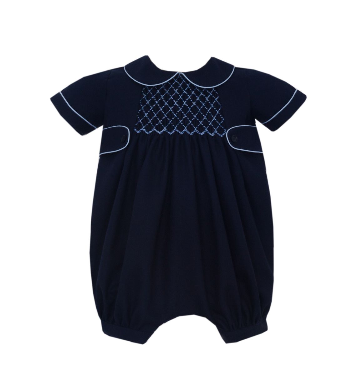 Navy Vivella Smocked Romper