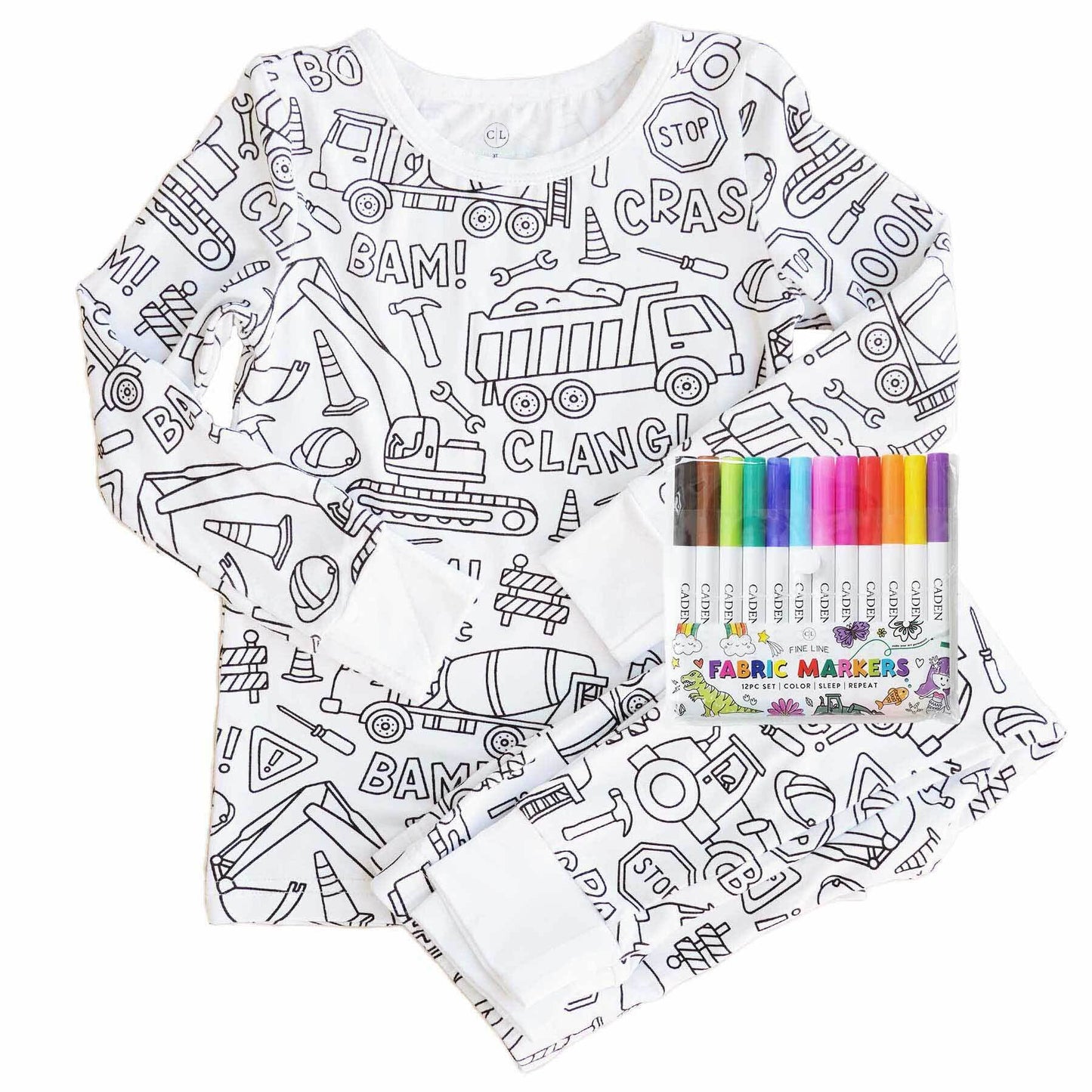 Colorable Construction Zone Pj W/ Markers
