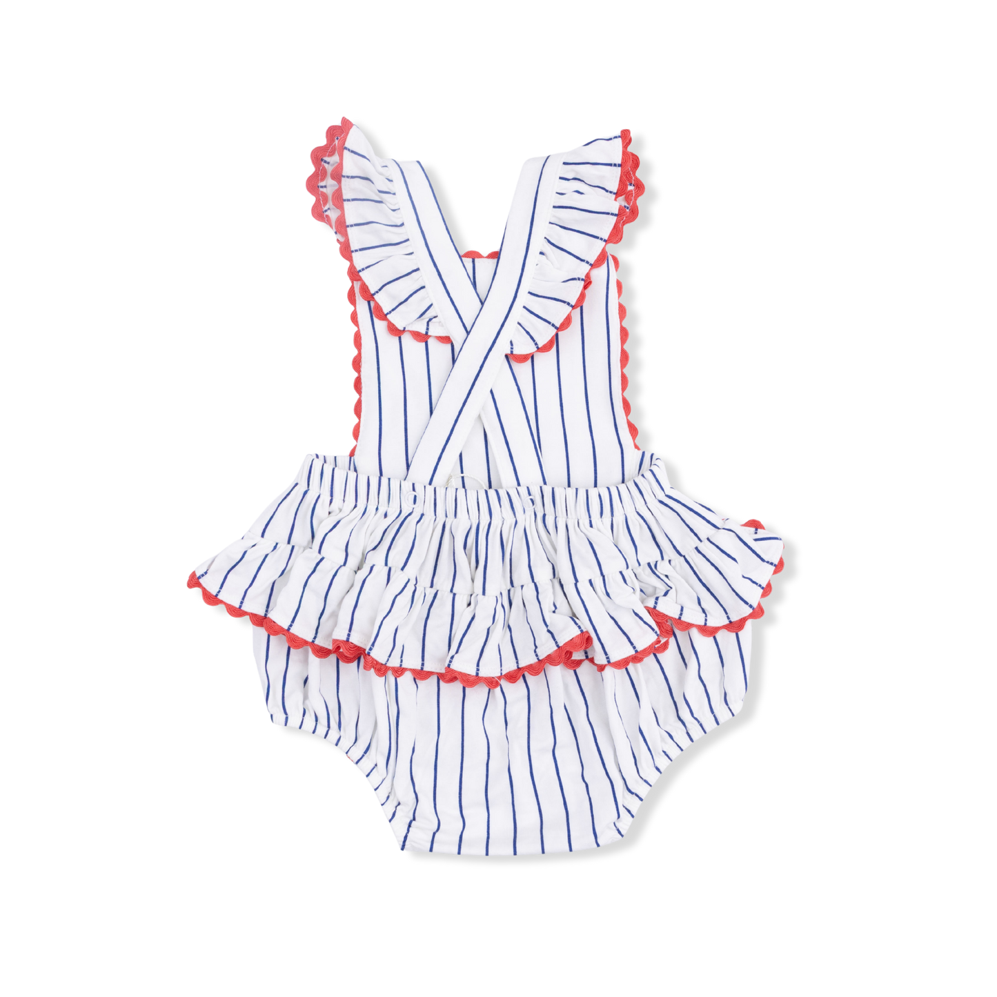 Baseball Stripe Ruffle Sunsuit