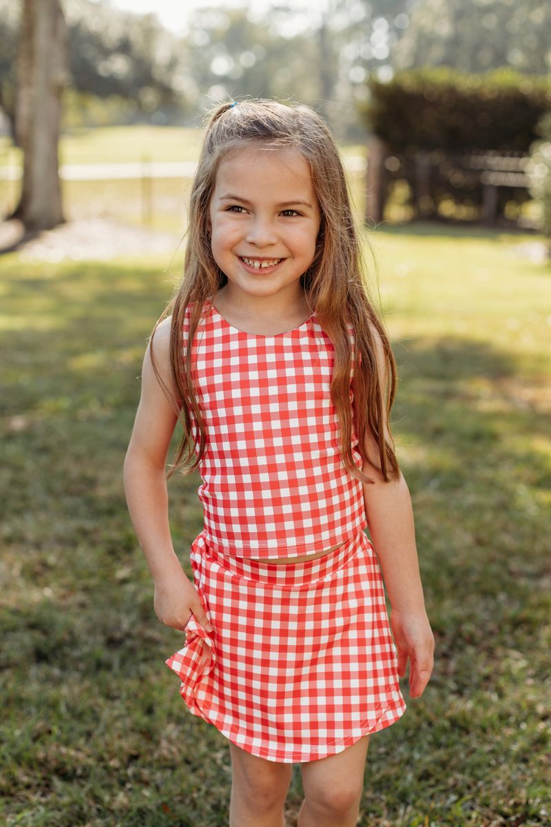 Red Gingham Athletic Skort Set