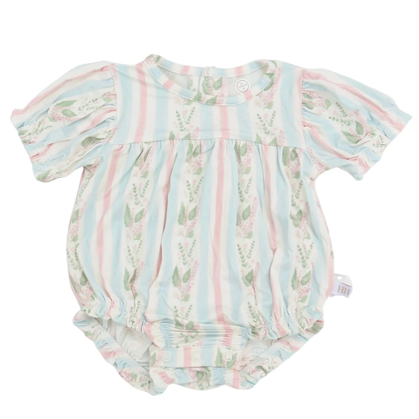 Blue Floral Stripe Bamboo Bubble