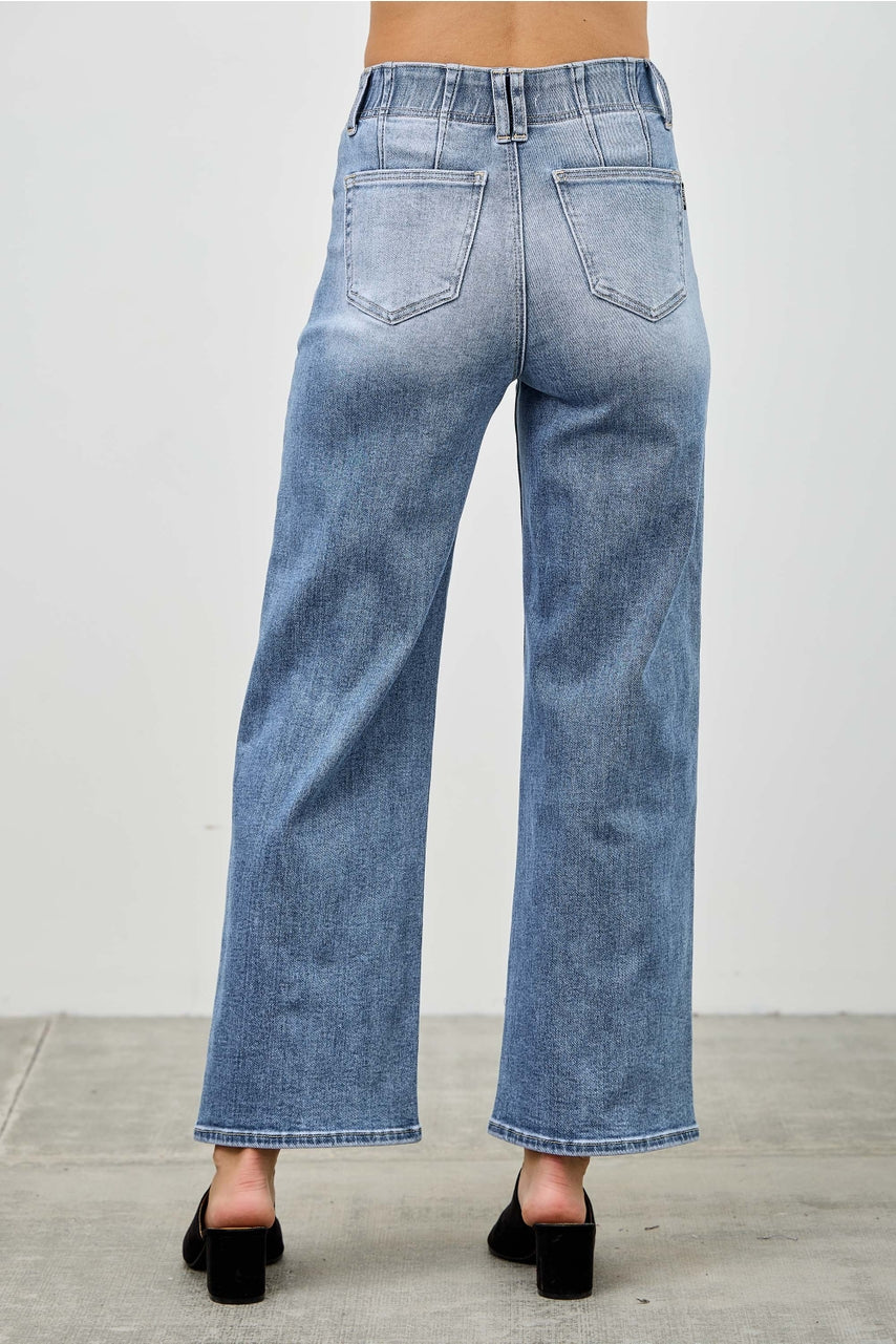 High Rise Crop W/ Double Button Jean