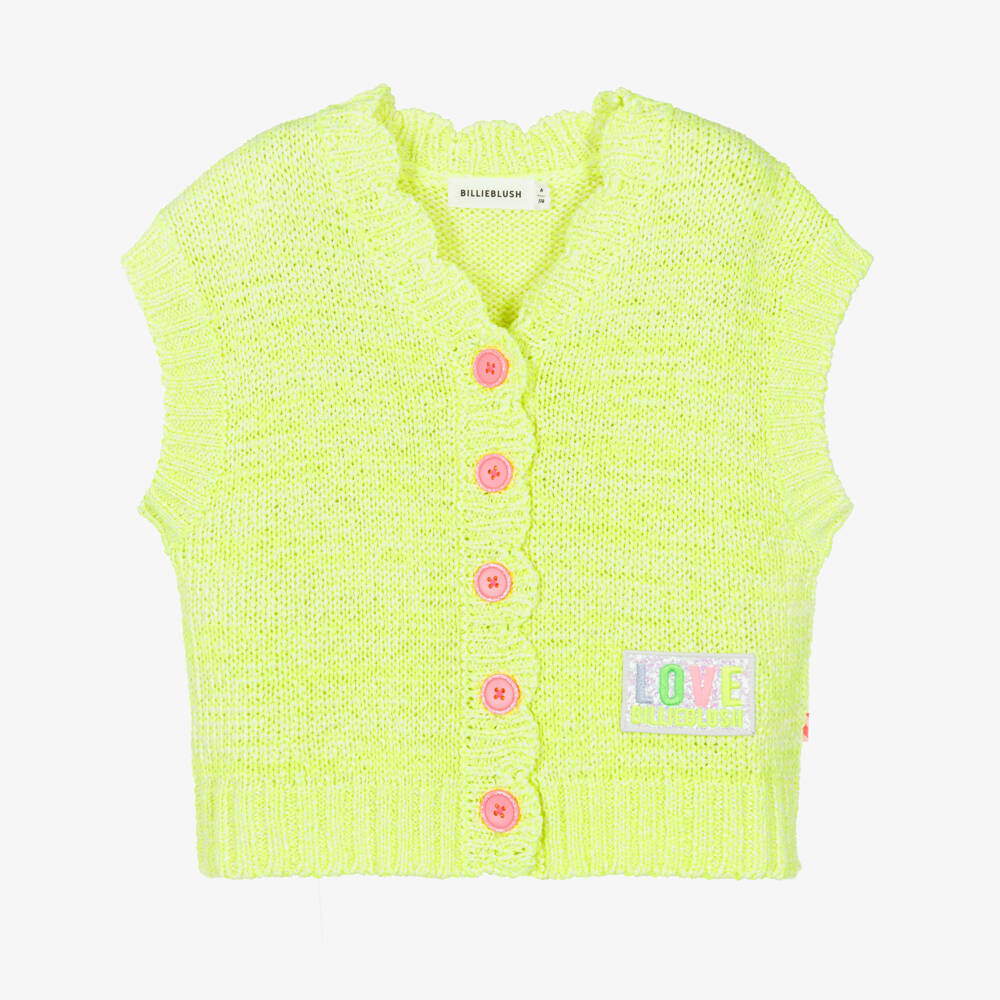 Neon Yellow Sleeveless Cardigan