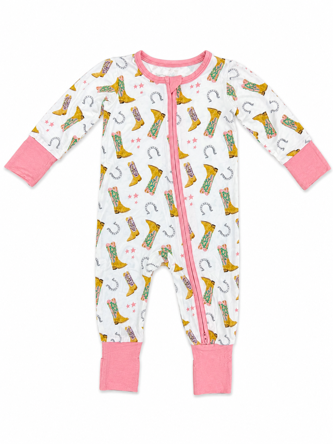 Pink Boots Zipper Romper