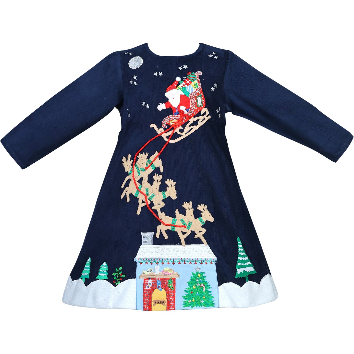 Santa's Sleigh Embroidered Dress