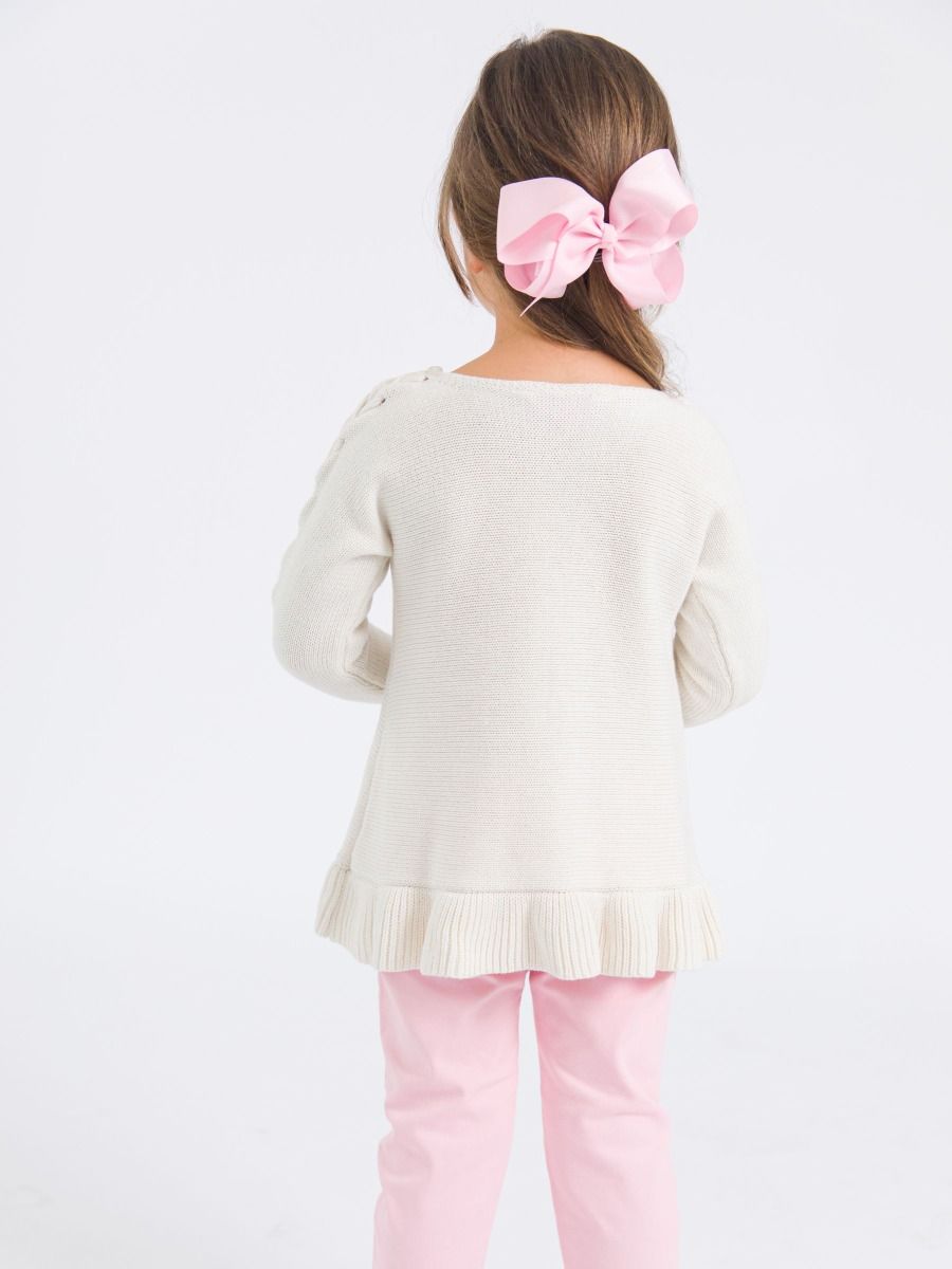 Ruffle Hem Lace Up Sweater