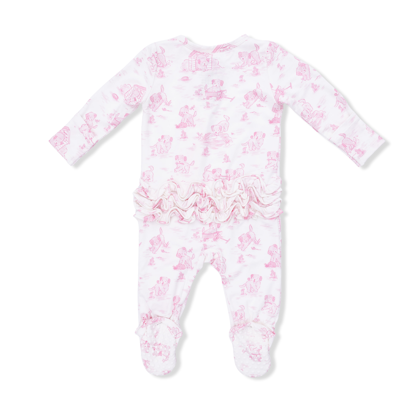 Pink Puppy Toile Zip Footie