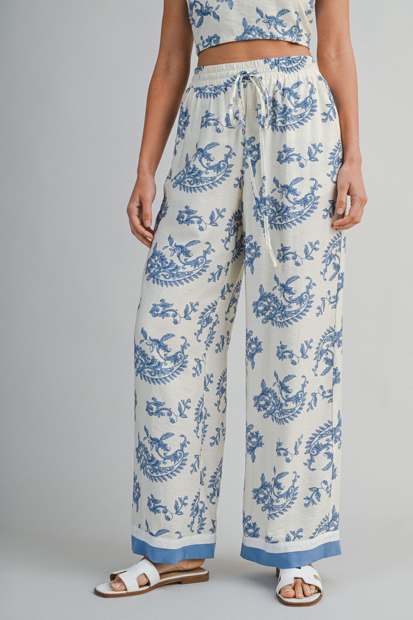 Blue Floral Halter Top & Pant Set
