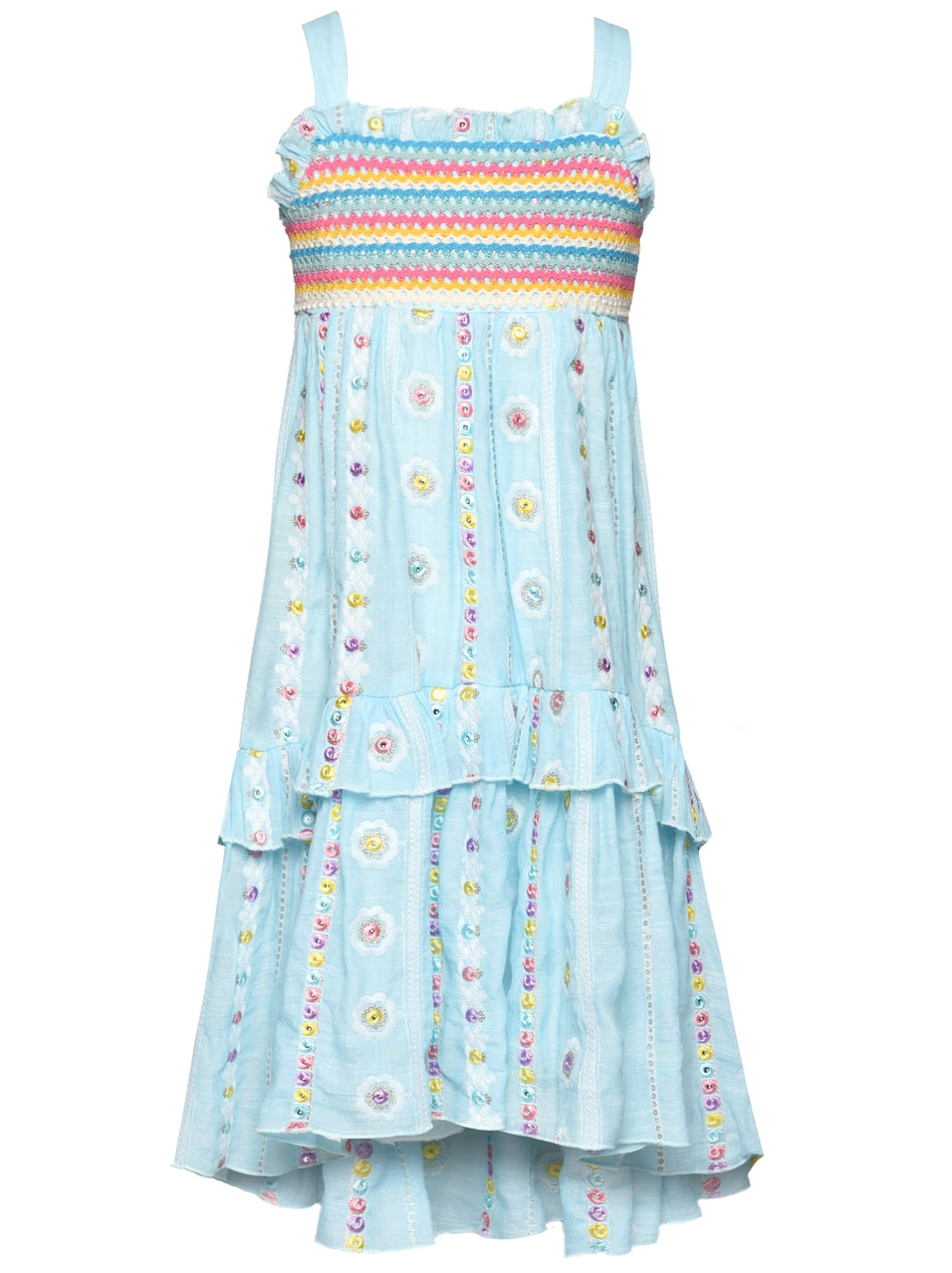 Turquoise Embroidered Empire Dress