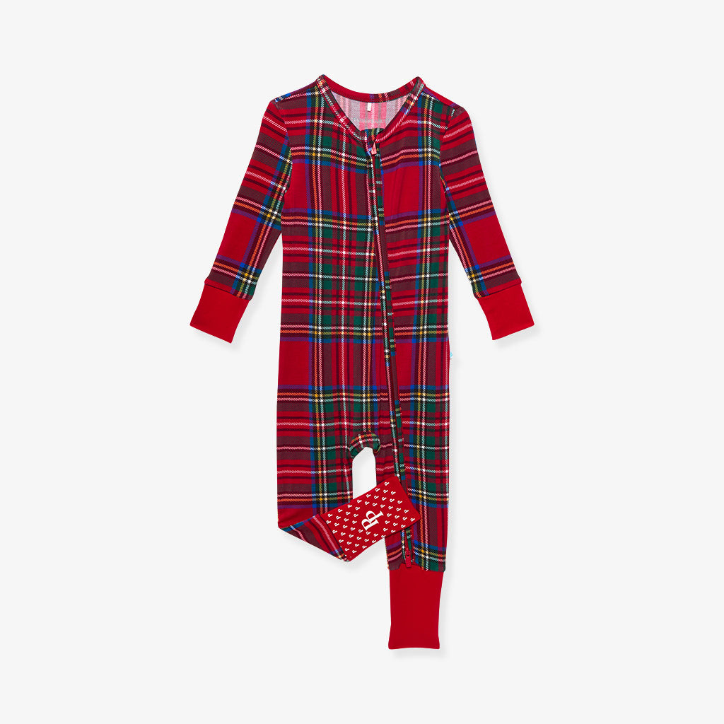 Red Tartan Plaid Convertible Footie