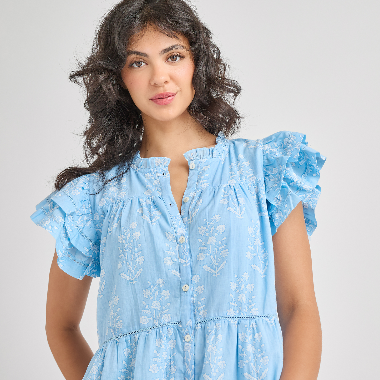 Blue Dewdrop Kalani Ruffle Dress