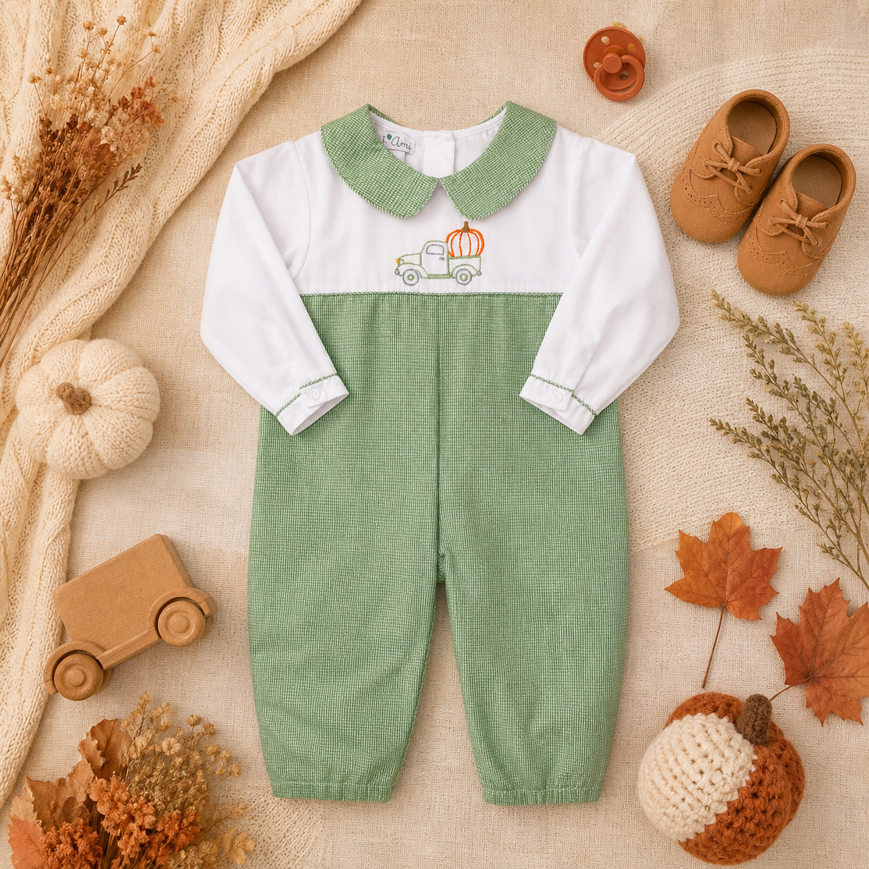 Embroidered Pumpkin Truck Longall