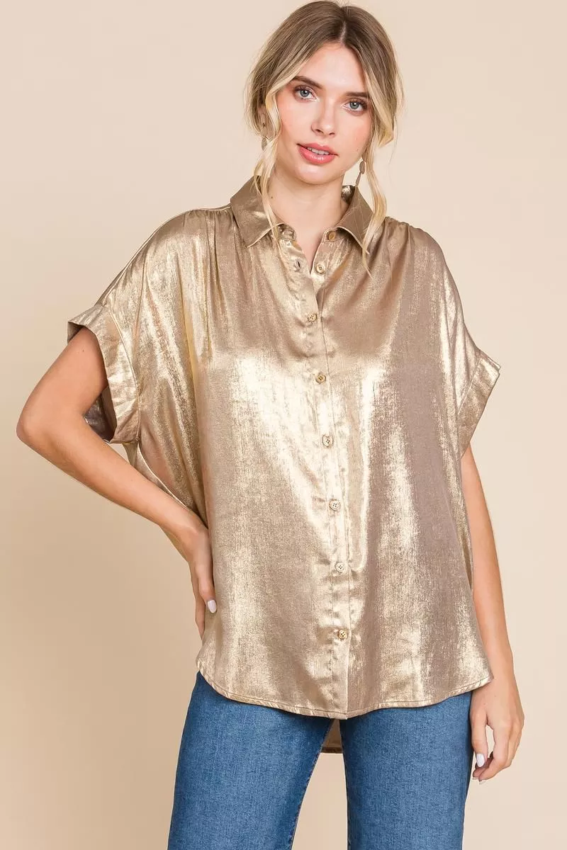 Taupe Metallic Top
