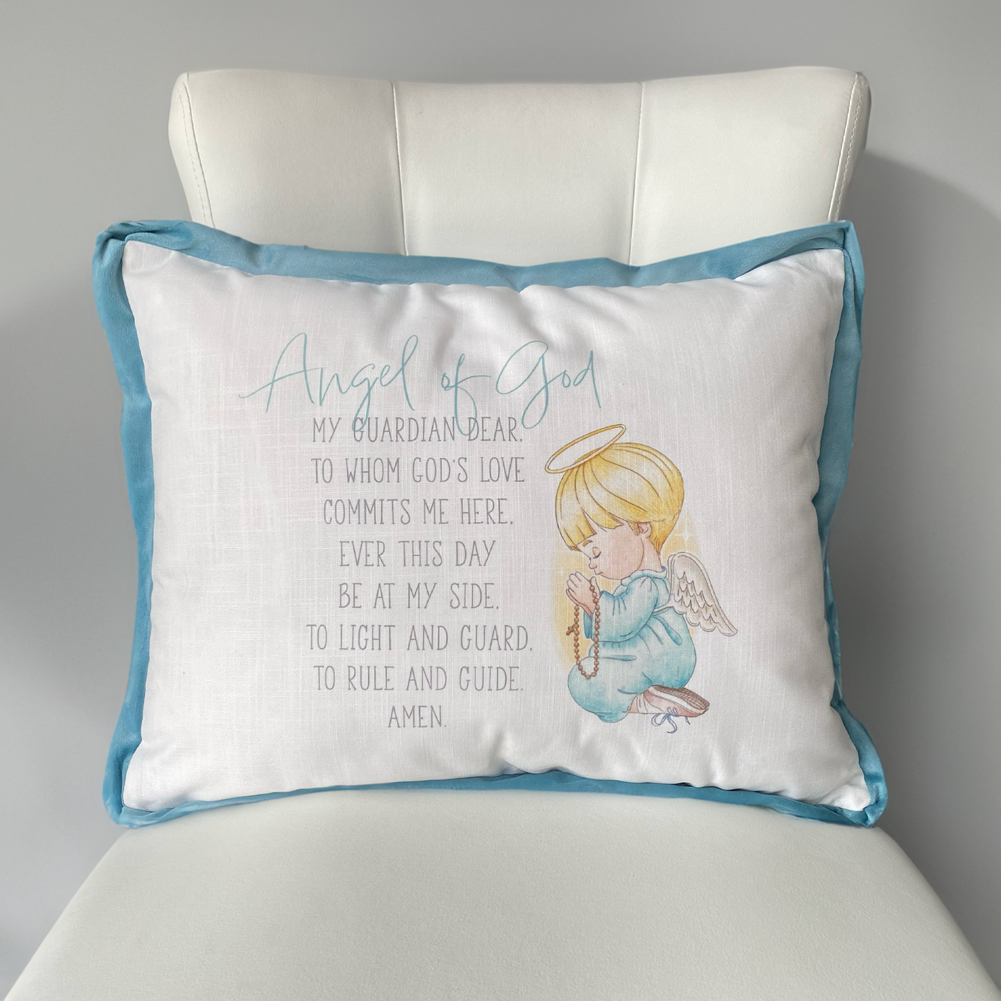 Blue Guardian Angel Pillow