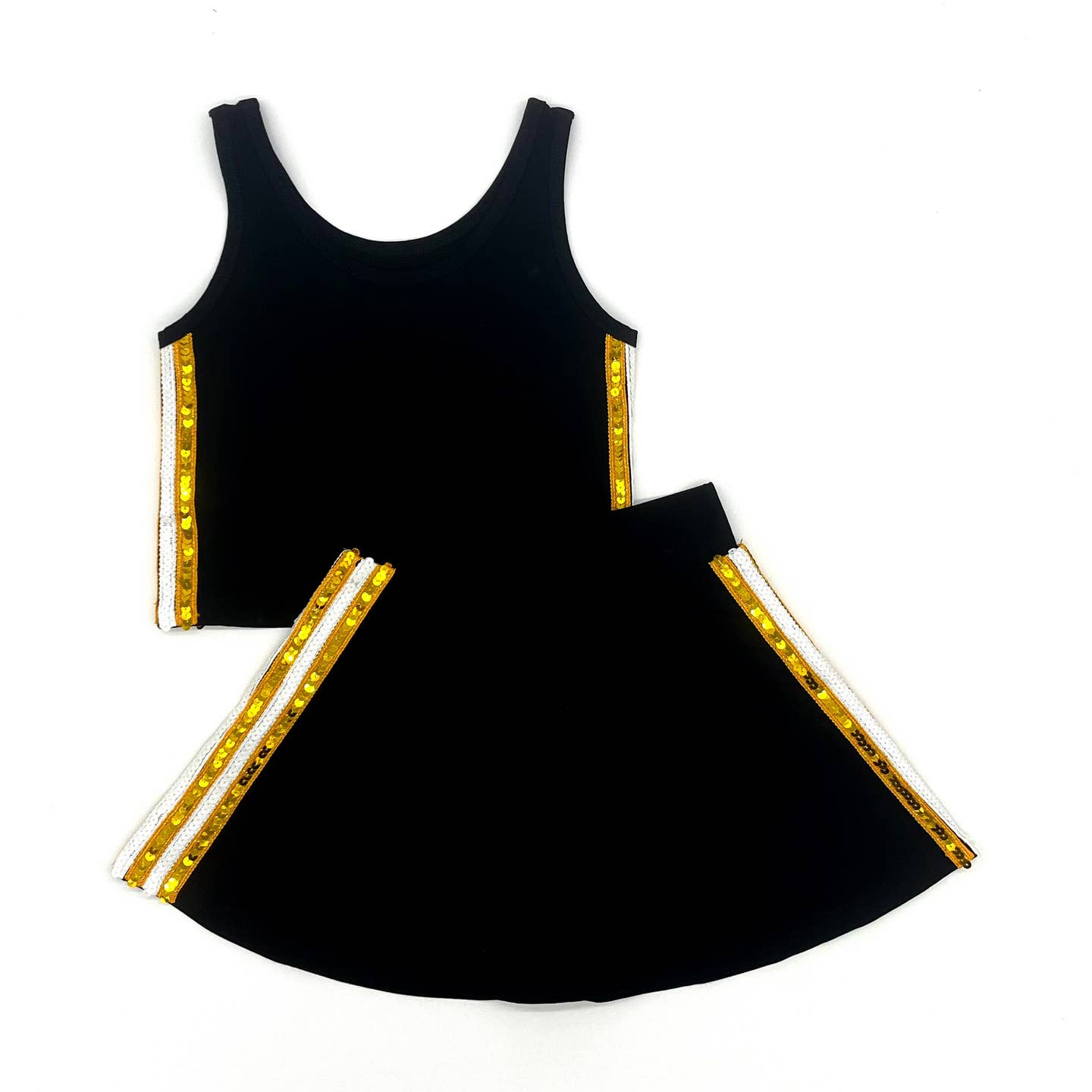 Black & Gold Sequin Side Skort Set