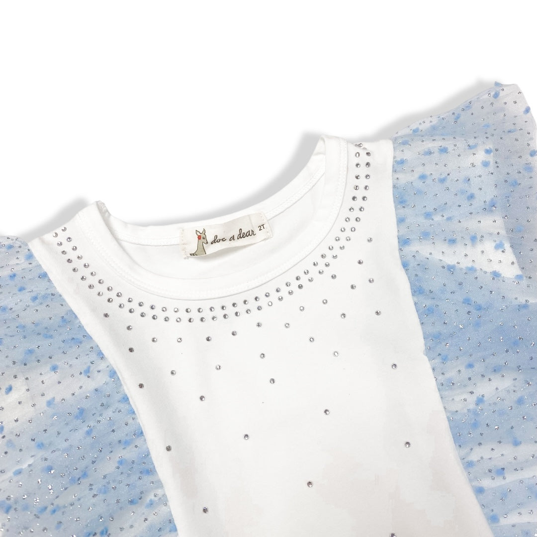 Blue Dot Mesh Trim Tee