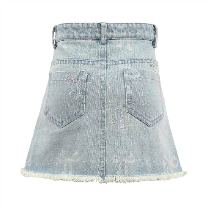 Sparkle Bows Denim Skirt