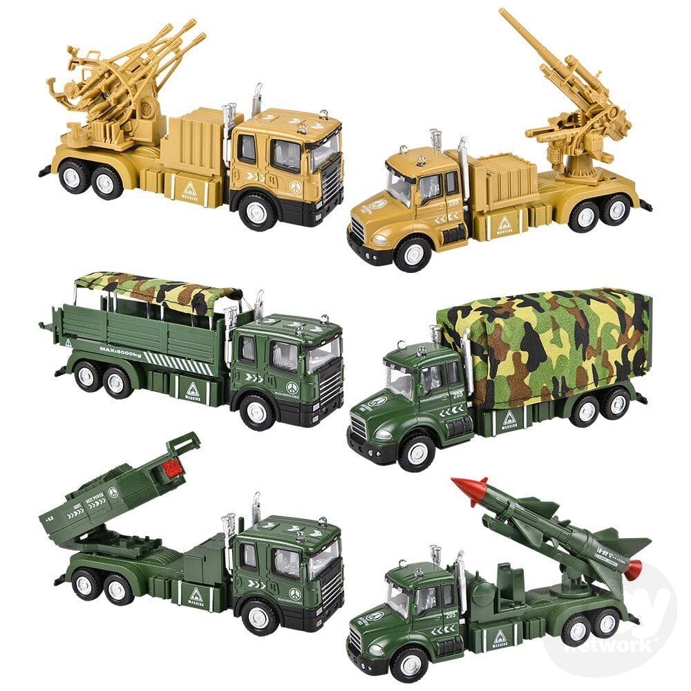 6" Die-Cast Pull Back Military Vehicles