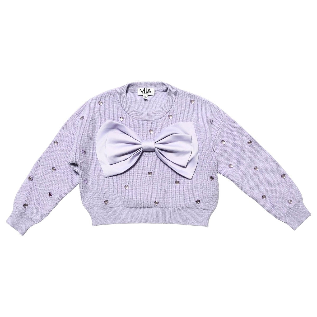 Purple Bow Stone Sweater