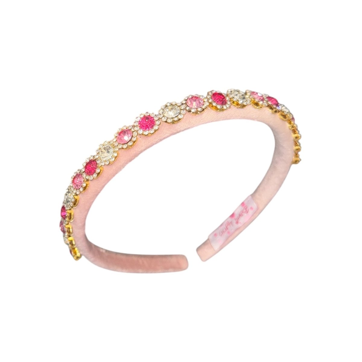 Pink Velvet Gemstone Headband