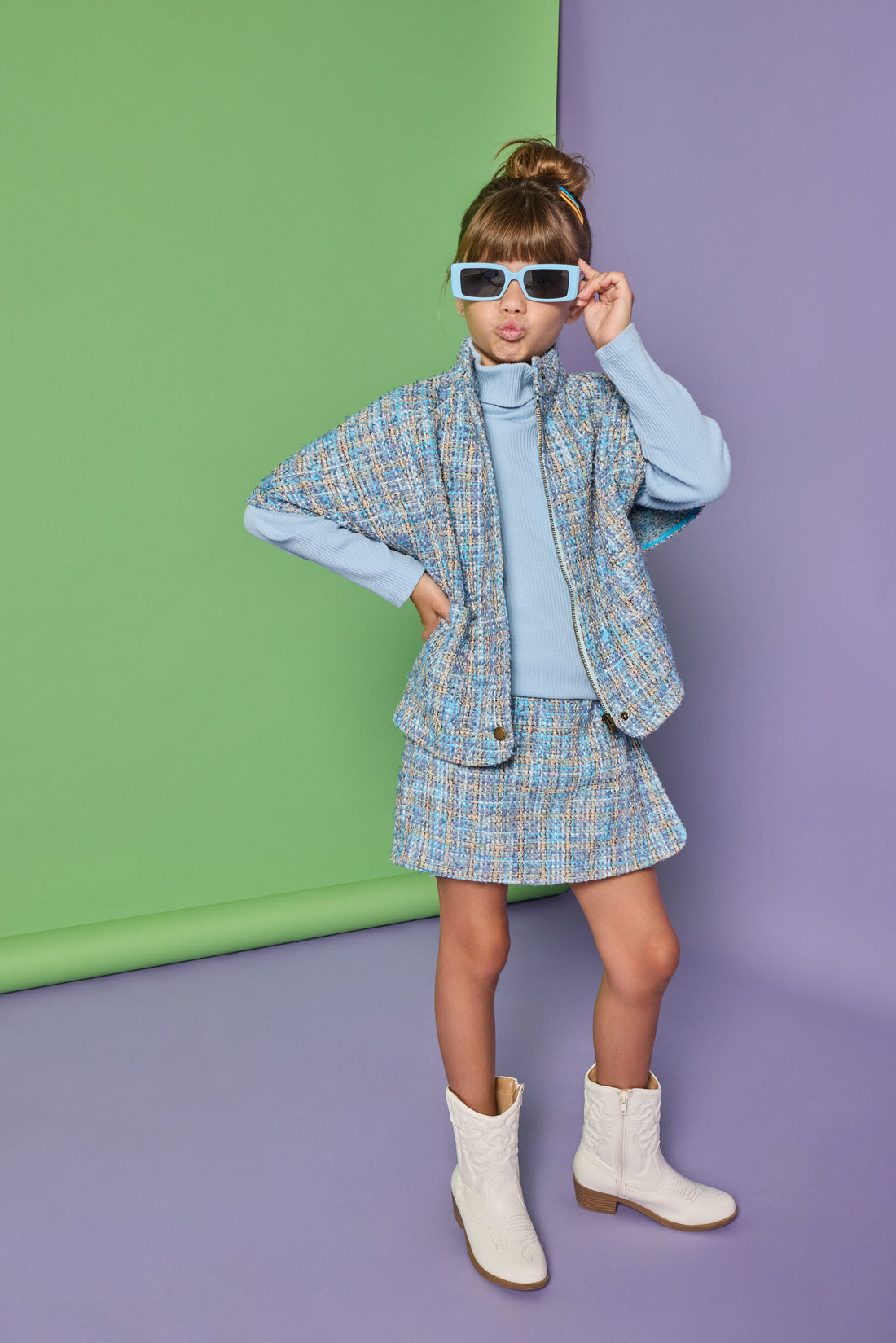 Ice Blue Ribbed Turtleneck