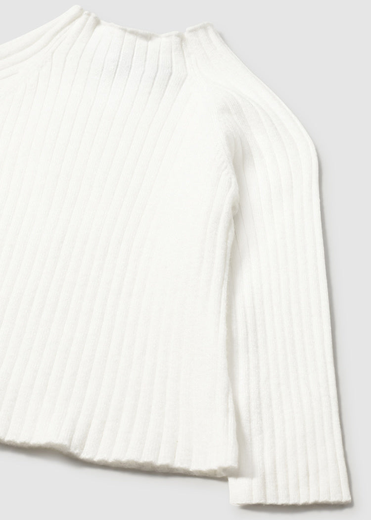 Ecru Ribbed Mock Neck