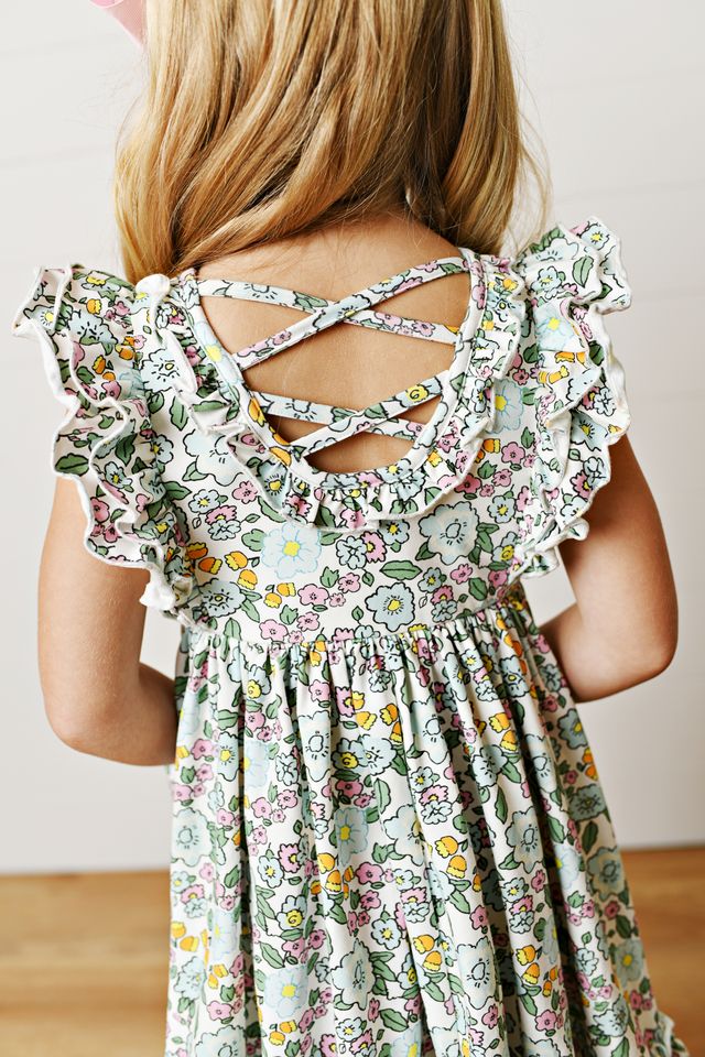 Floral Smocked Flutter Dress