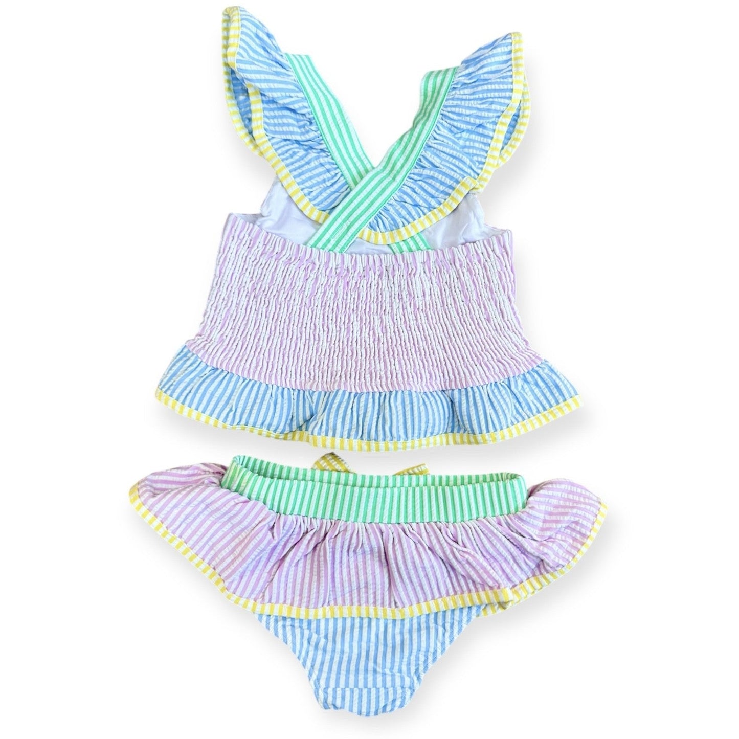Multi Stripe Ruffle Swimsuit
