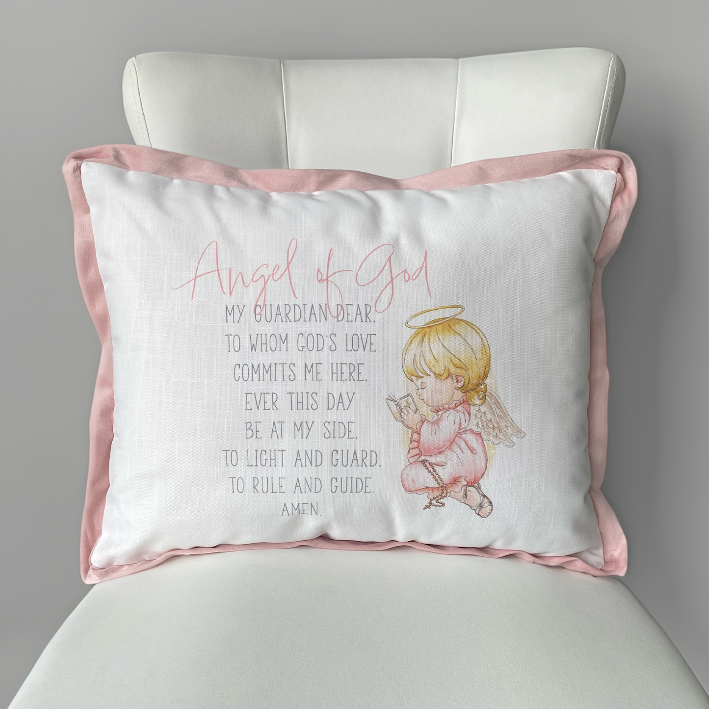 Pink Guardian Angel Pillow