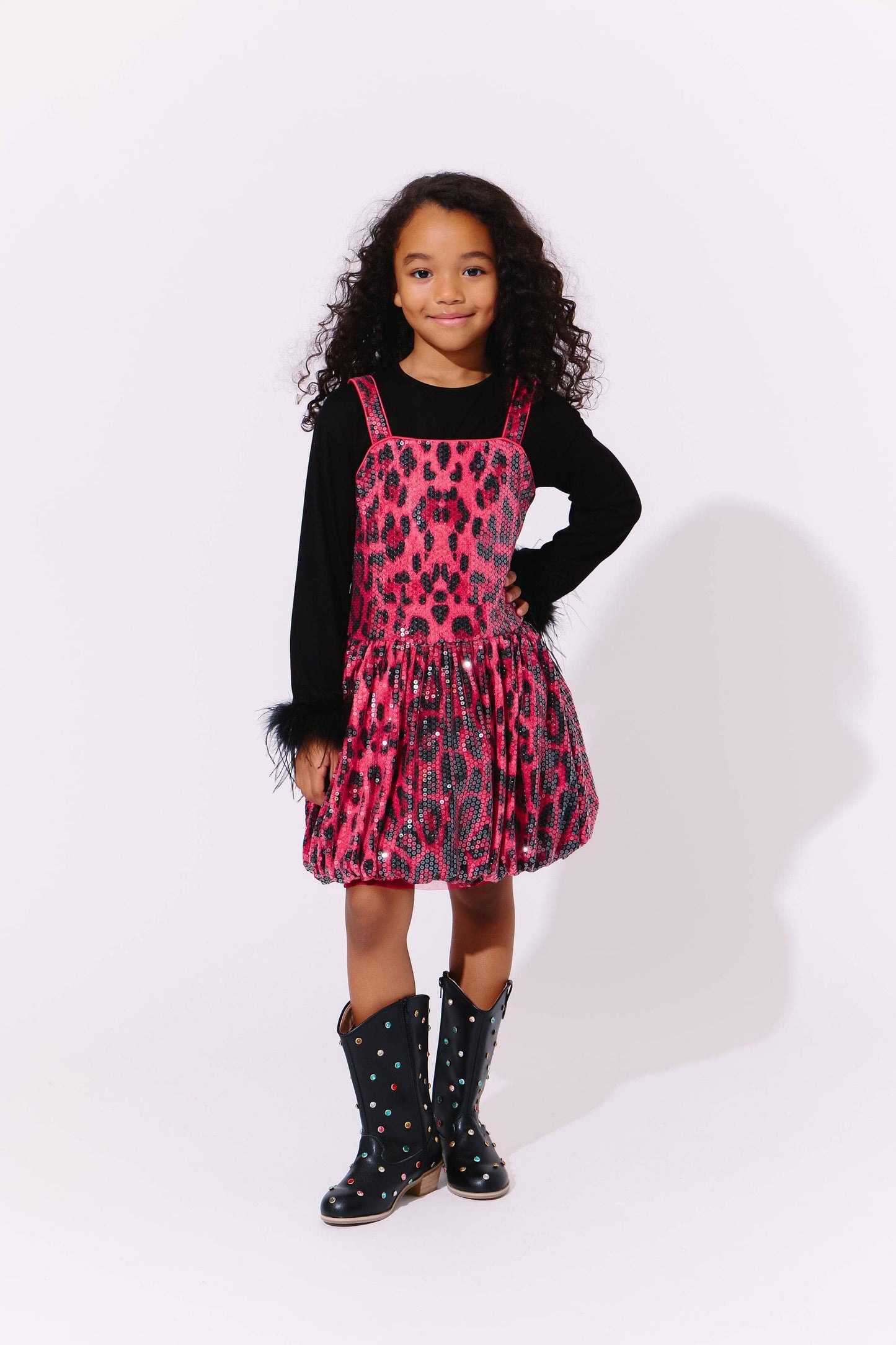Red Sequin Leopard Dress