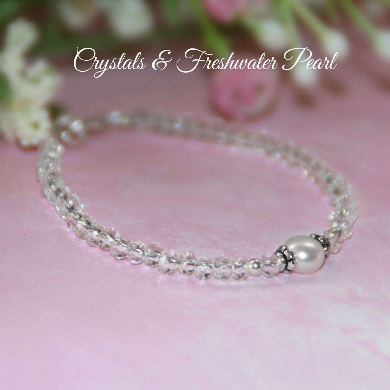 Sterling Silver Crystals & Pearls Bracelet