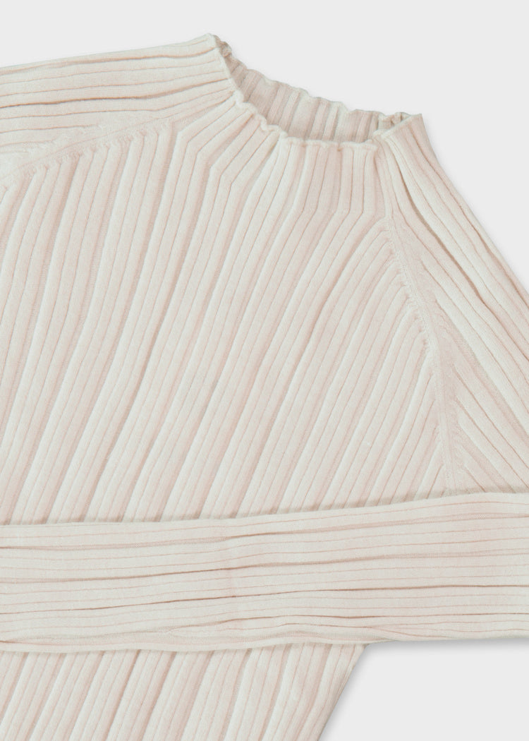 Sand Ribbed Mock Neck