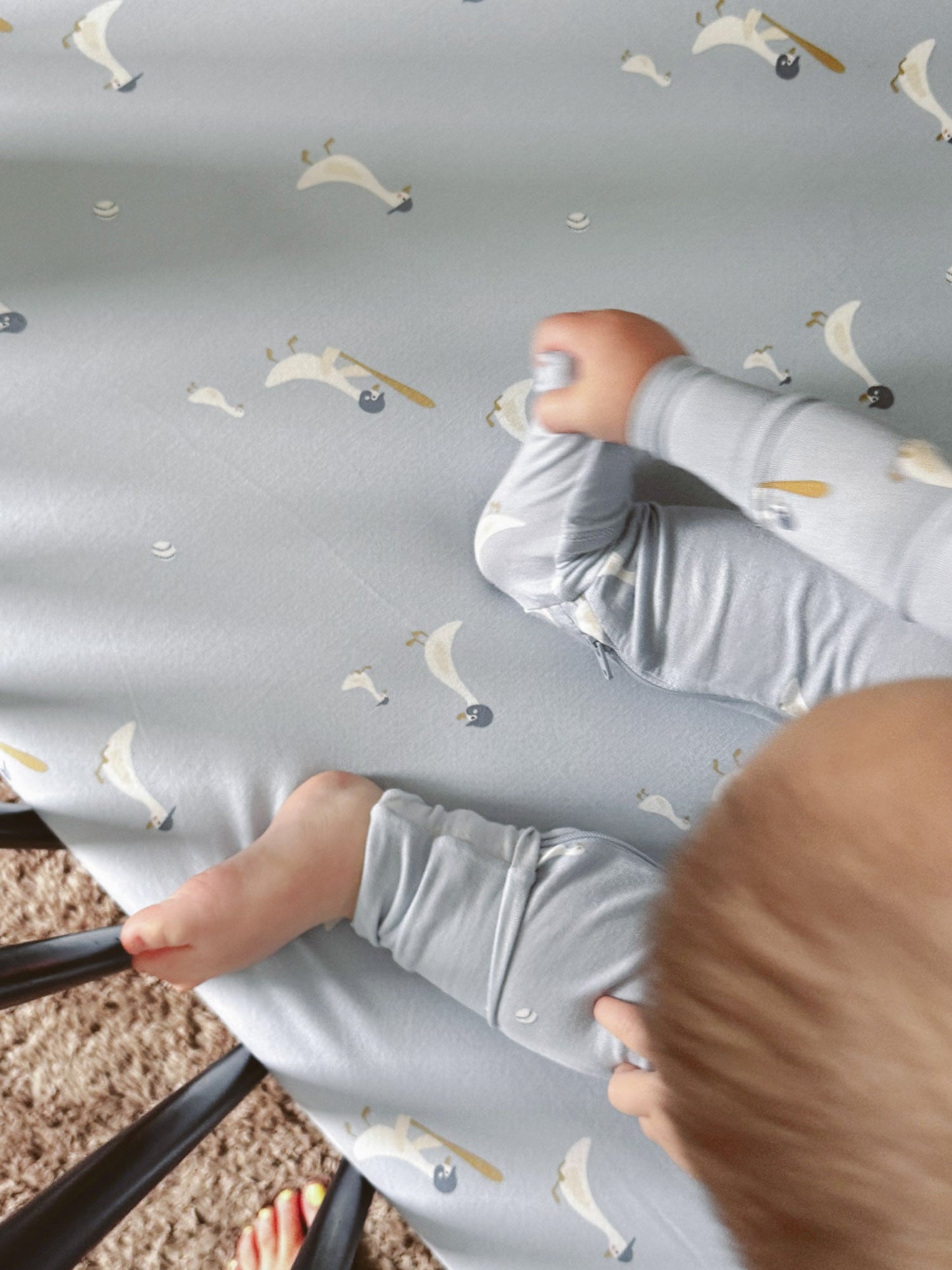 Baseball Goose Bamboo Crib Sheet
