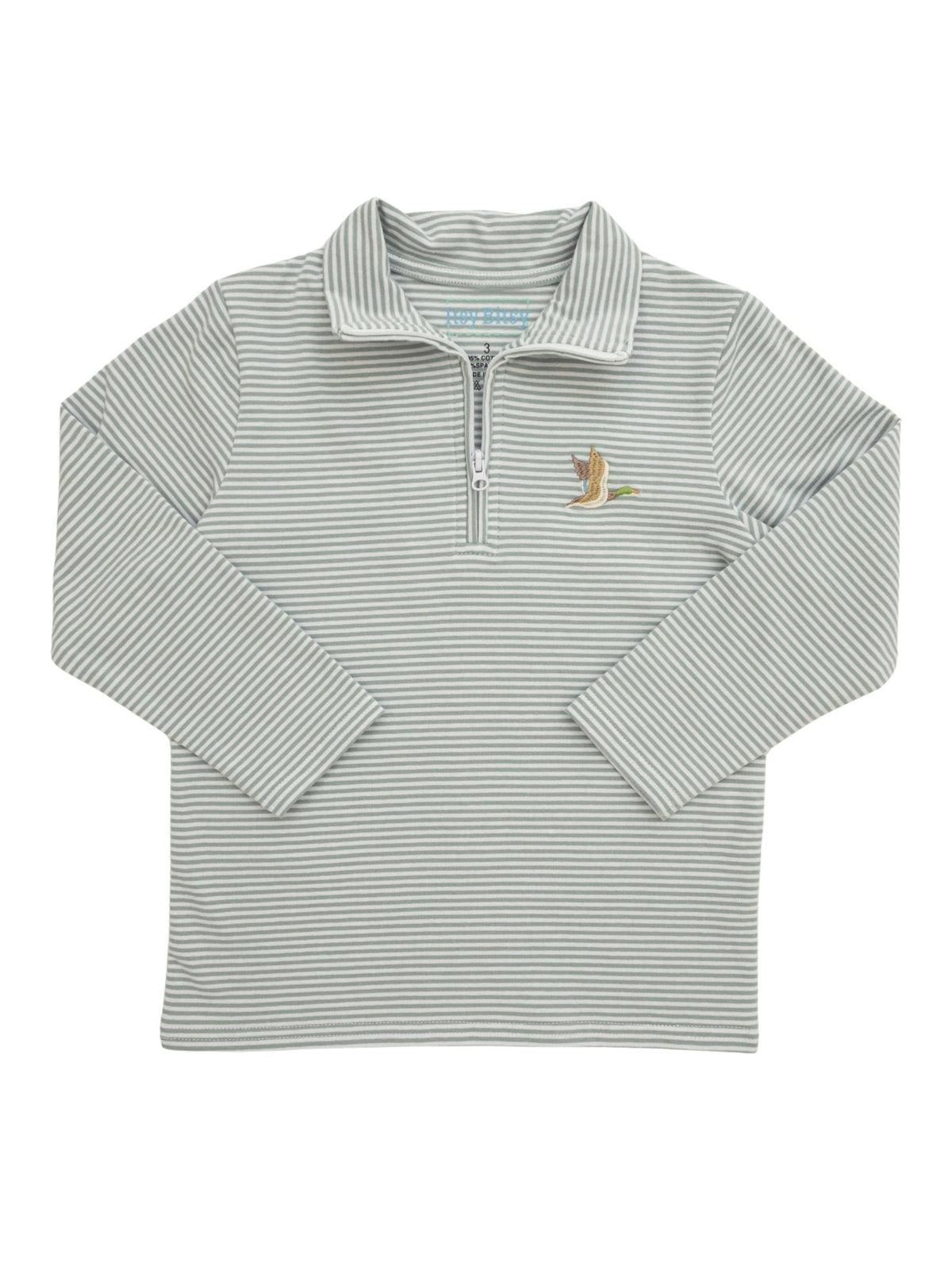 Green Stripe Mallard 1/4 Zip Pullover