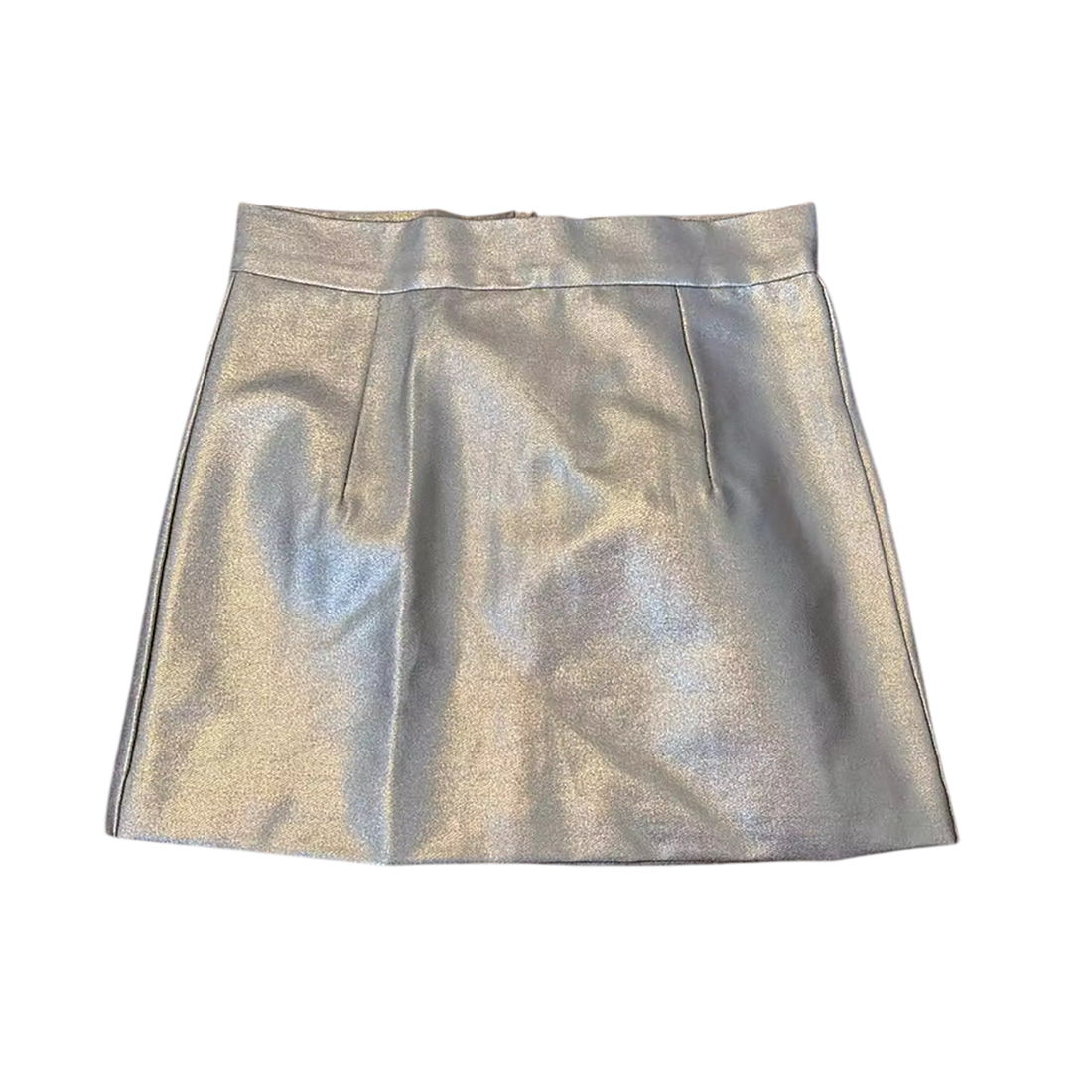 Gold Zip Back Mini Skirt