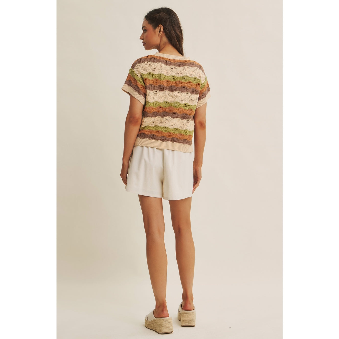 Retro Multi Stripe Crochet Sweater