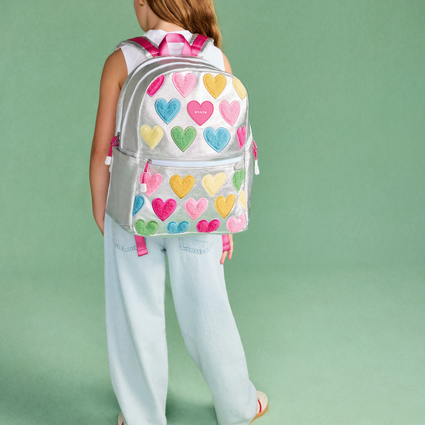 Happy Fuzzy Hearts Kane Double Pocket Backpack